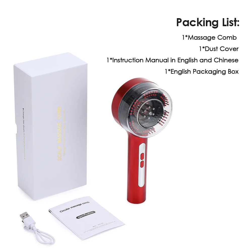 Electric Microcurrent Massage Comb – 660nm Red Light Hair Growth & Scalp Massager for Hair Care, Relaxation & Blood Circulation