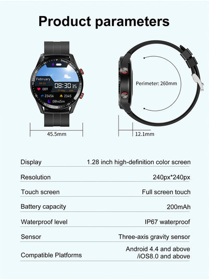 Men’s Bluetooth Smart Watch | Fitness & Activity Tracker | Call & Message Alerts | Waterproof Sports Smartwatch with Box
