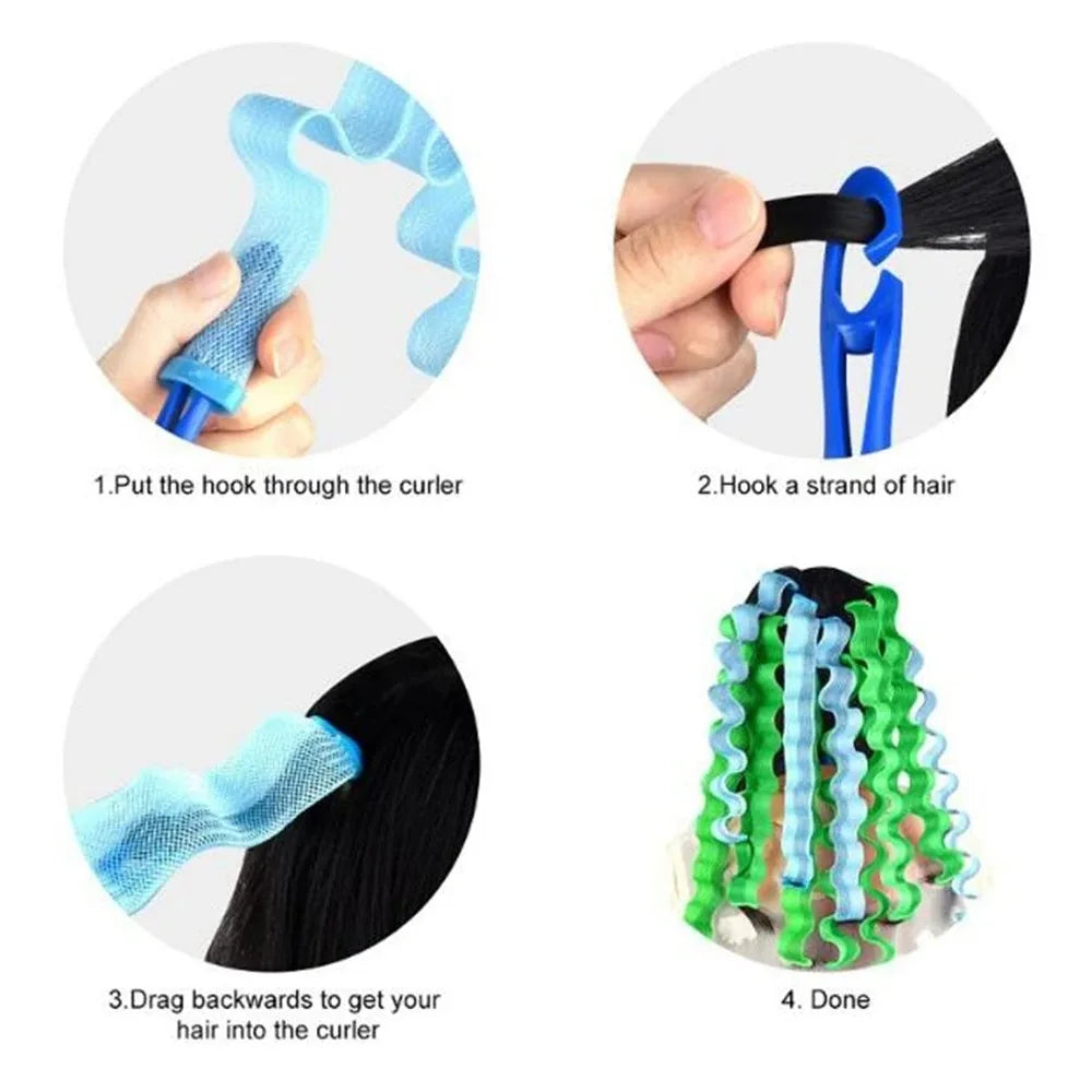 12-Pack Heatless Hair Curlers – Soft Bendy Roller Rods for Waves & Curls, No Heat Styling Tools