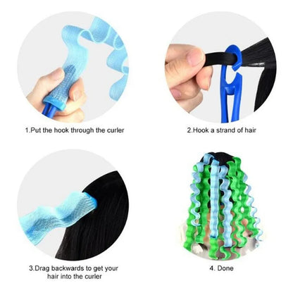 12-Pack Heatless Hair Curlers – Soft Bendy Roller Rods for Waves & Curls, No Heat Styling Tools