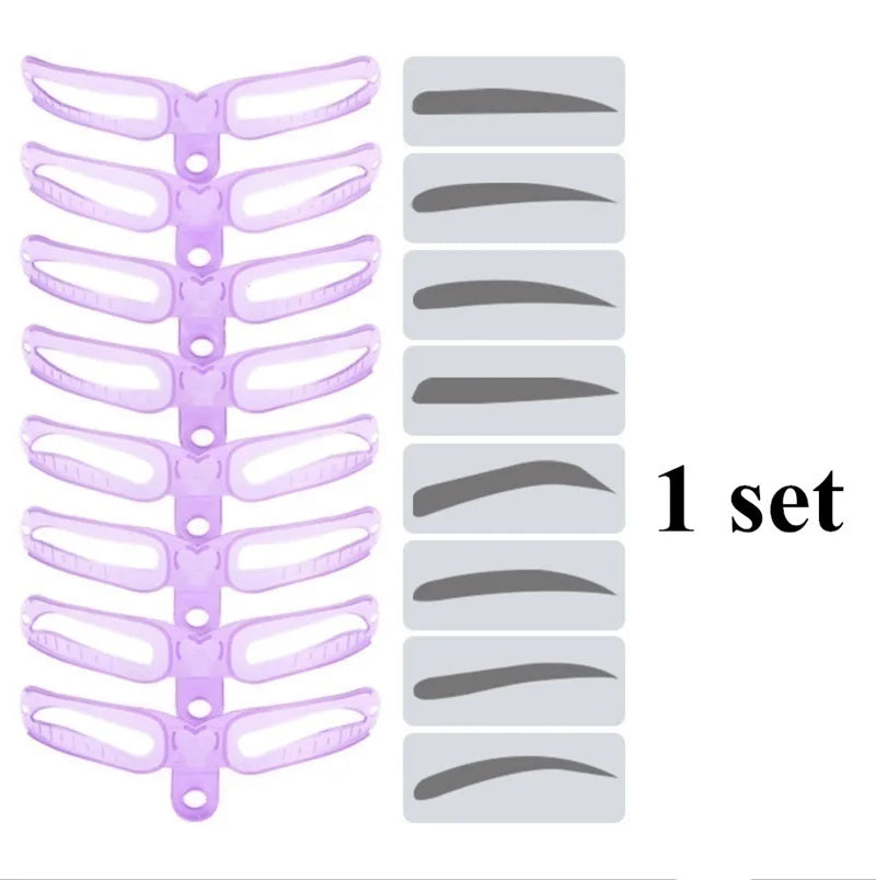 8-in-1 Reusable Eyebrow Stencil Set – Brow Shaping Templates with Handle & Strap, Makeup Tool Kit