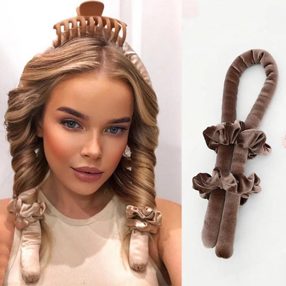 Heatless Curling Rod Headband for Women – No-Heat Hair Curler Soft Headband for Overnight Curls
