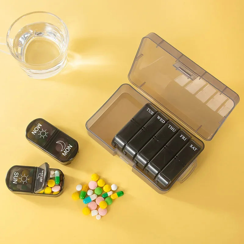Weekly Pill Organizer 7 Day Pill Box Portable Medicine Tablet Storage Case Travel Container