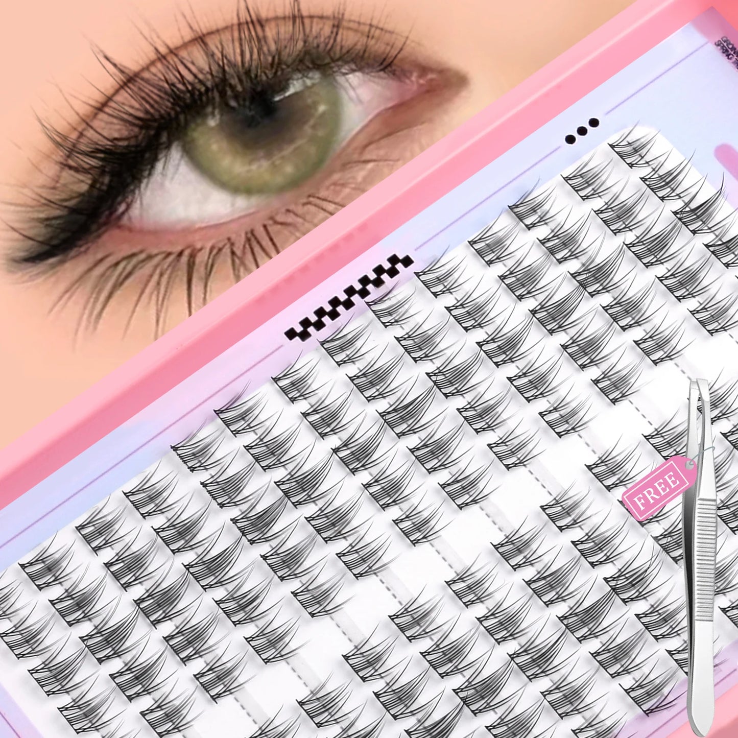 GROINNEYA DIY Lash Clusters – Natural & Manga Styles | Soft Lightweight Synthetic Lashes | Customizable False Eyelash Extensions Kit