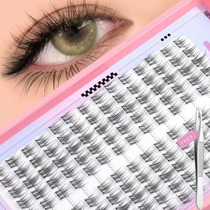 GROINNEYA DIY Lash Clusters – Natural & Manga Styles | Soft Lightweight Synthetic Lashes | Customizable False Eyelash Extensions Kit