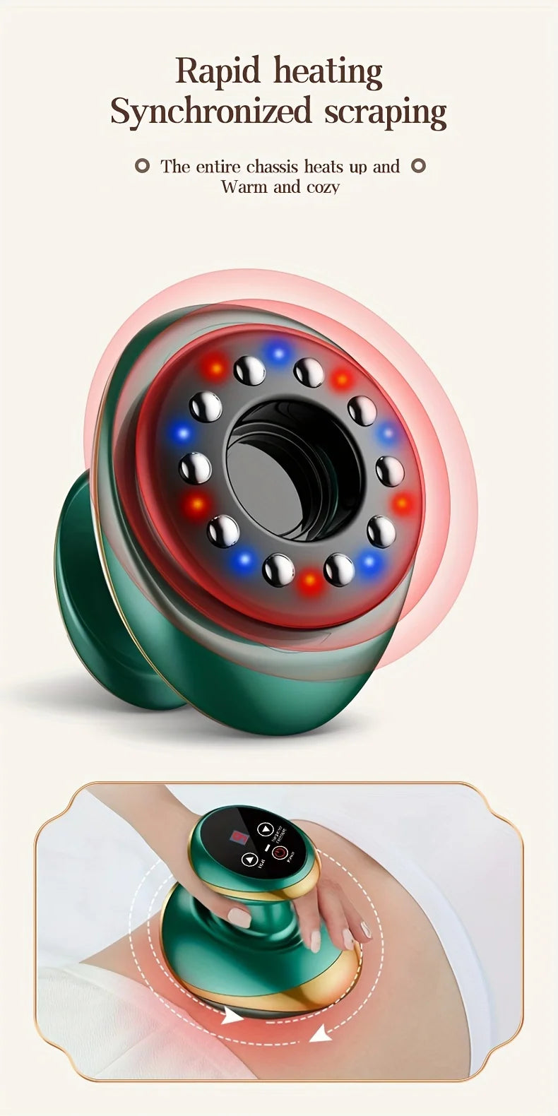 Electric Meridian Massage Brush Body Cupping Scraping Massager for Back & Abdomen