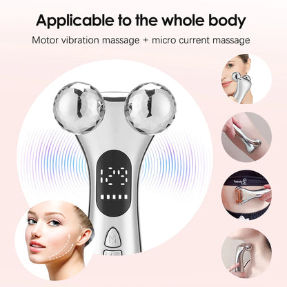 Rechargeable Facial & Body Massager with LED Display – Microcurrent Vibration Tool for Relaxation and Skincare