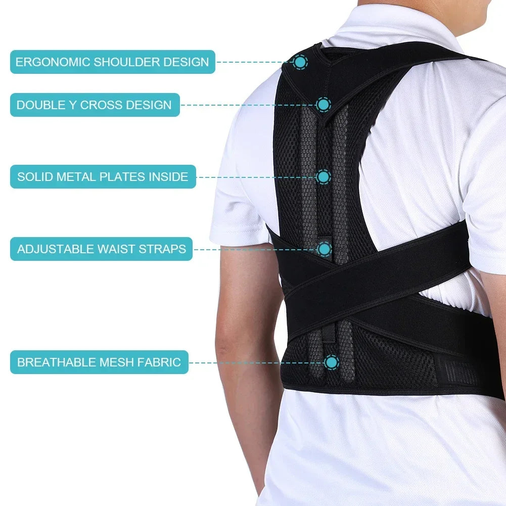 Adjustable Back Posture Corrector Brace Shoulder Support Belt Spine Trainer