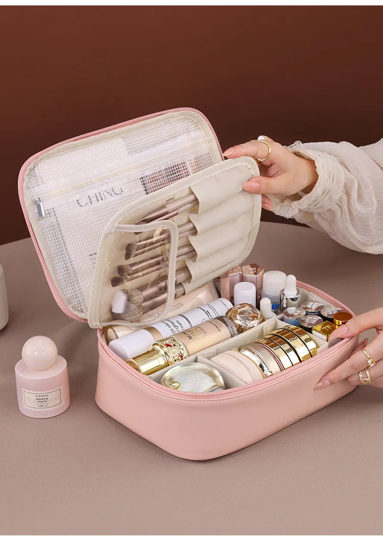 New Women’s Luxury Makeup Bag – Large-Capacity Portable Cosmetic & Toiletry Travel Organizer