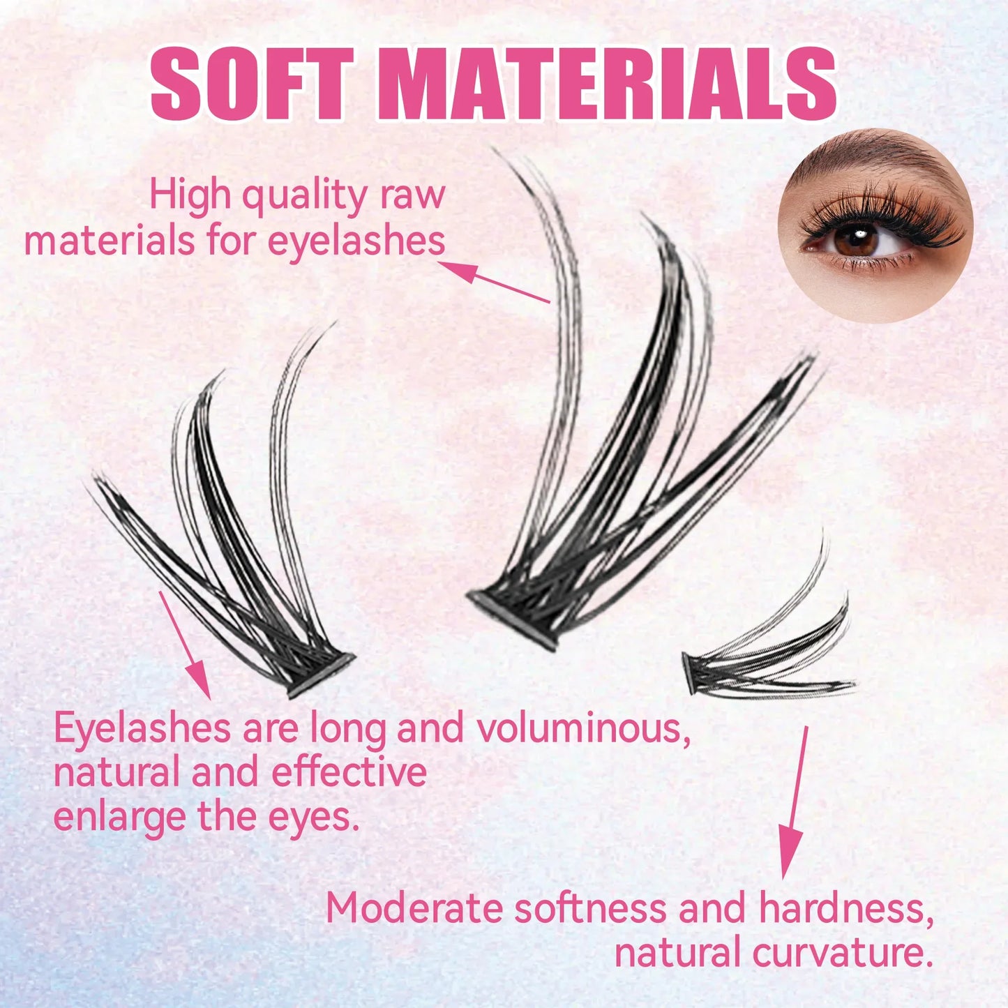 200 PCS Cluster Eyelashes with Lash Bond & Seal – DIY Lash Extension Kit with Glue and Accessories