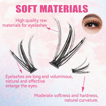 200 PCS Cluster Eyelashes with Lash Bond & Seal – DIY Lash Extension Kit with Glue and Accessories