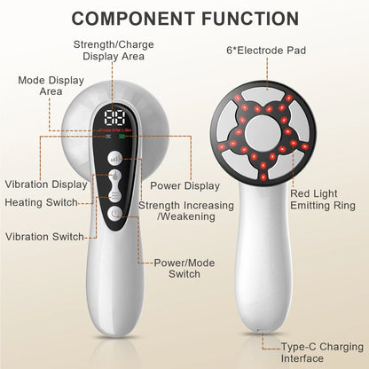 Electric Vibrating Body Massager with Heat & Red Light – Handheld Skin Firming & Body Sculpting Device