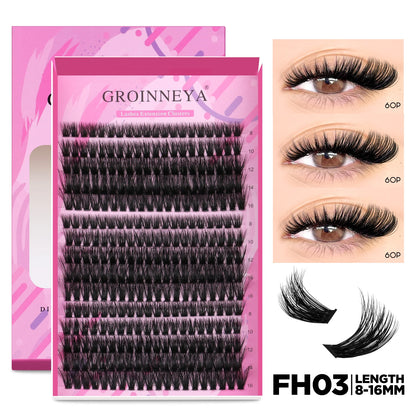 GROINNEYA DIY Lash Extension Kit – Cluster & Individual Lashes with Bond & Seal