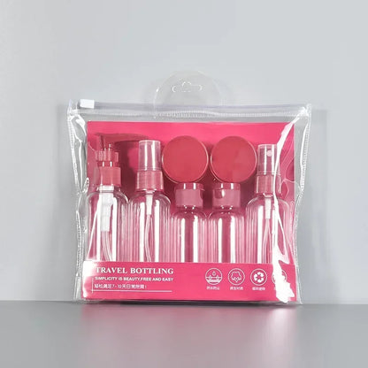 7PCS Travel Refillable Bottle Set with Clear Bag – Portable Toiletry Kit for Shampoo, Lotion, Body Wash, Skincare & More