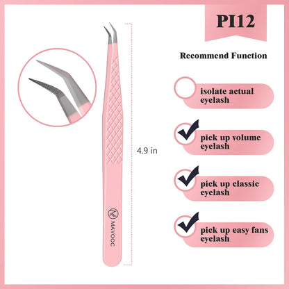 Eyelash Extension Tweezers with Fiber Tips – High-Precision, Anti-Static Lash Tools for Makeup Artists