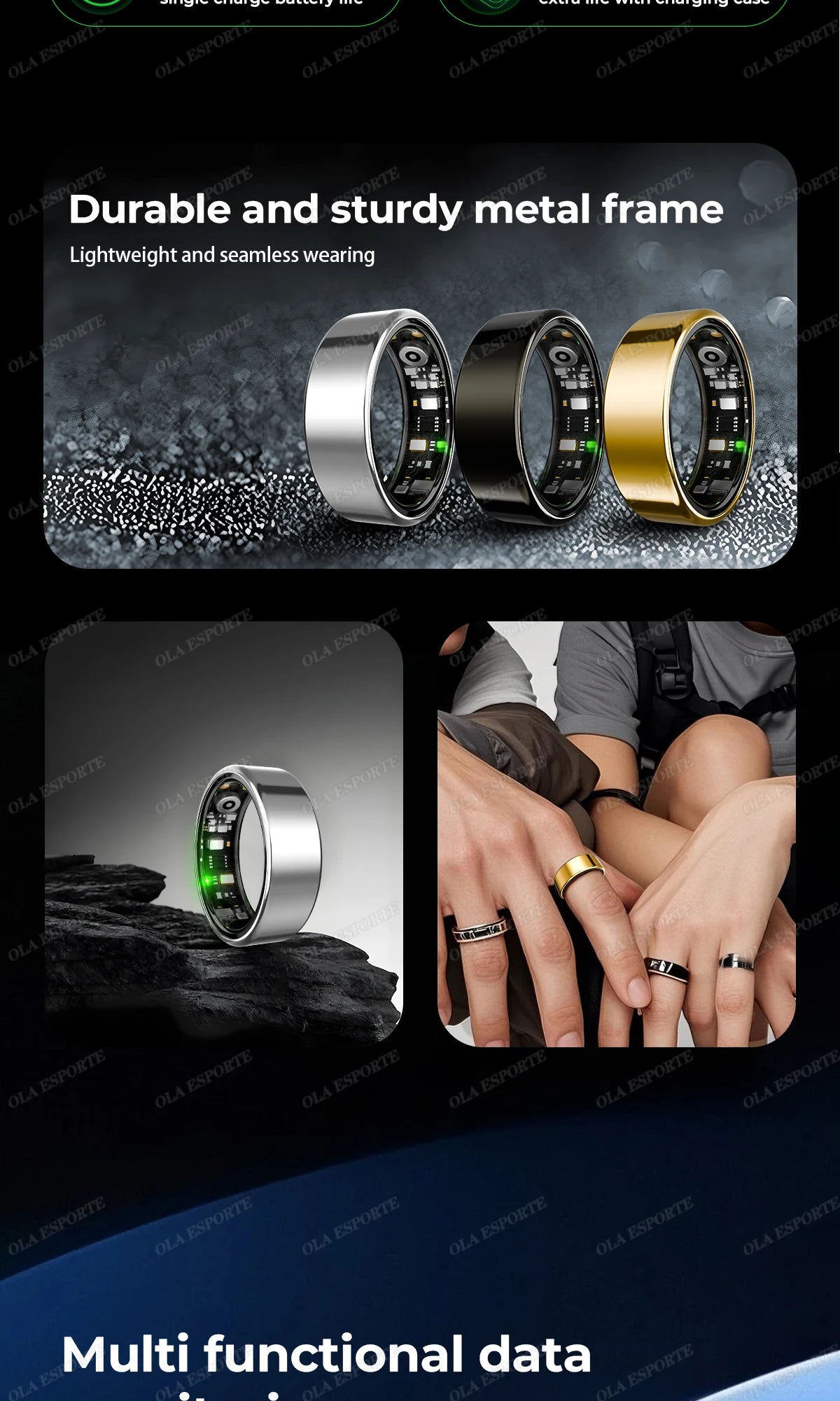 R12 Smart Ring Fitness Tracker Heart Rate Sleep Monitor 5ATM Waterproof