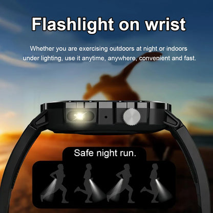 KESHUYOU 2.01” Smart Watch with LED Flashlight | Bluetooth Calling | Fitness & Activity Tracker | Life Waterproof | Android & iOS