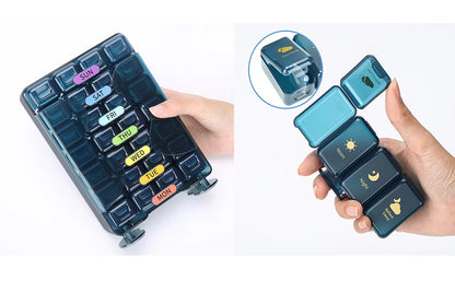 Weekly Pill Organizer 4 Times a Day – Large 7-Day Pill Box with Drawer Design | Travel Medication Case | BPA-Free Pill Storage