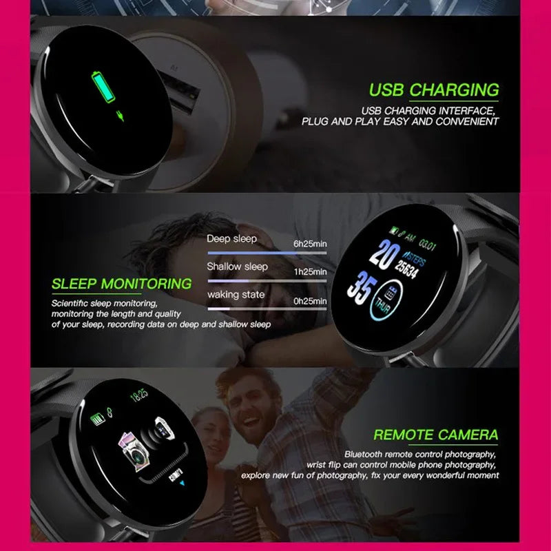XMSJ Smart Watch Fitness Tracker | Heart Rate & Sleep Monitor | Activity Tracker | Round Touch Screen | Android & iOS