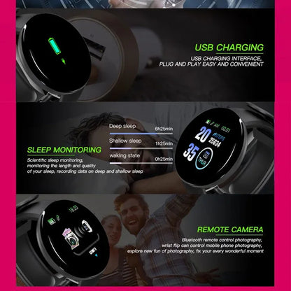 XMSJ Smart Watch Fitness Tracker | Heart Rate & Sleep Monitor | Activity Tracker | Round Touch Screen | Android & iOS