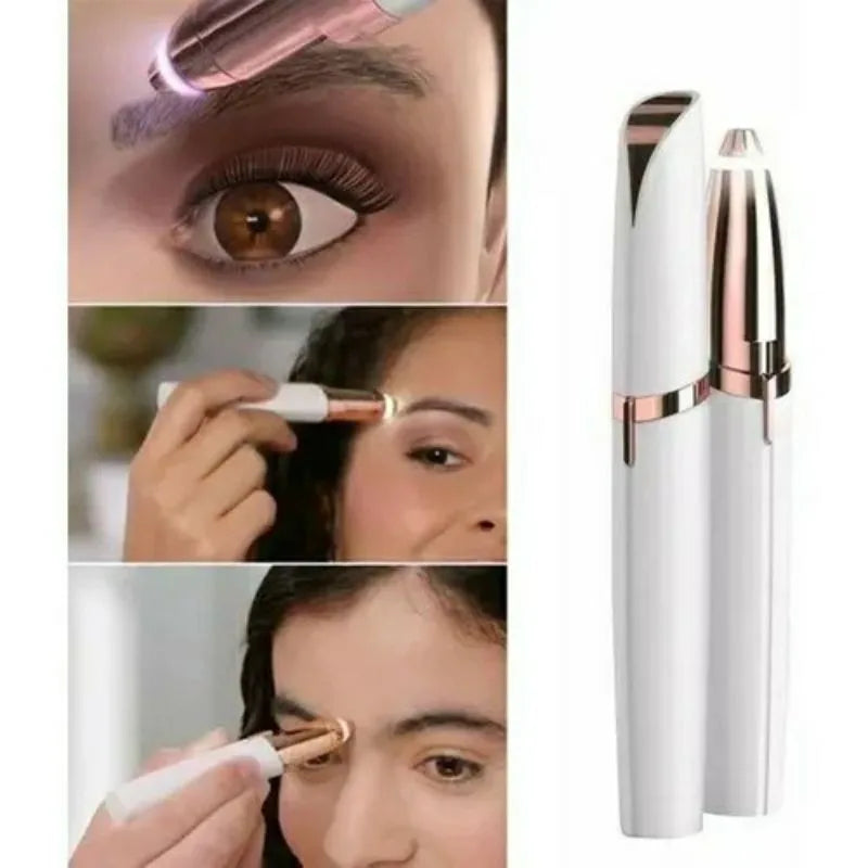 Rechargeable Electric Eyebrow & Facial Hair Trimmer – Portable USB Mini Shaver with LED Light