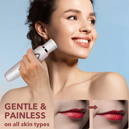 4-in-1 Rechargeable Electric Shaver for Women – Body, Bikini, Underarm, Face & Eyebrow Trimmer, Portable Hair Removal Razor