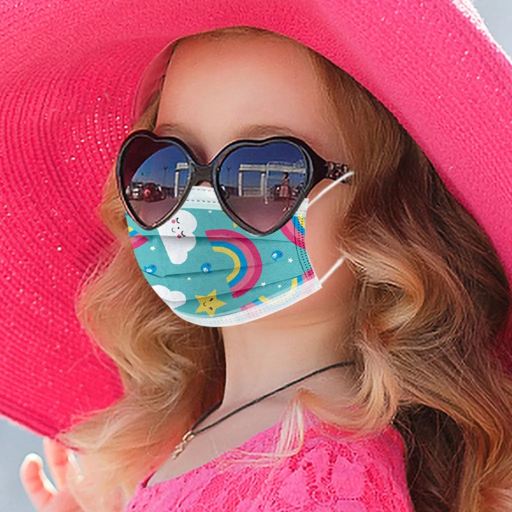 50PCS Kids Disposable Face Masks – 3-Ply Breathable Protective Masks with Soft Ear Loops | Comfortable & Safe for Sensitive Skin