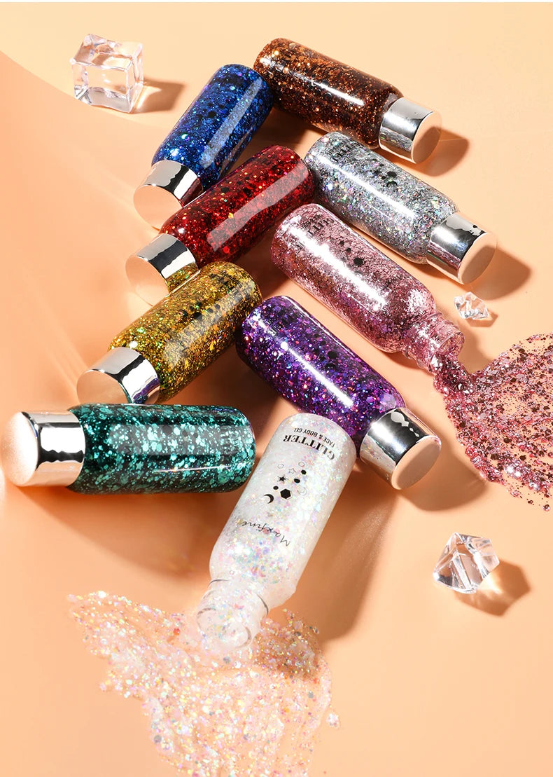 Body Glitter Gel with Sequins – Long-Lasting Face, Eyes & Hair Makeup for Festivals, Parties & Mermaid Looks