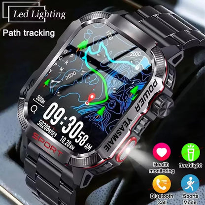 Outdoor Smart Watch Bluetooth Call LED Flashlight Fitness Tracker Android iPhone