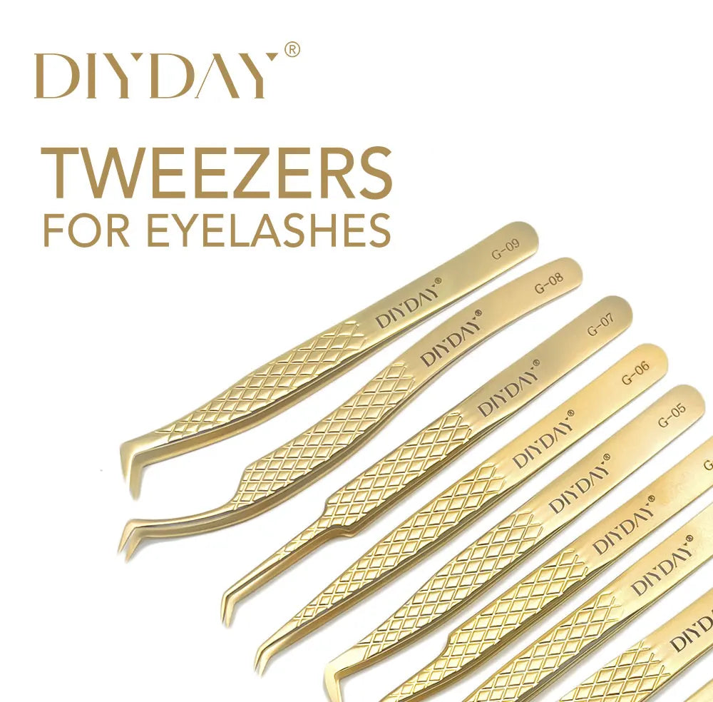 DIYDAY Anti-Slip Eyelash Extension Tweezers – Stainless Steel Fiber Tip Precision Lash Tool