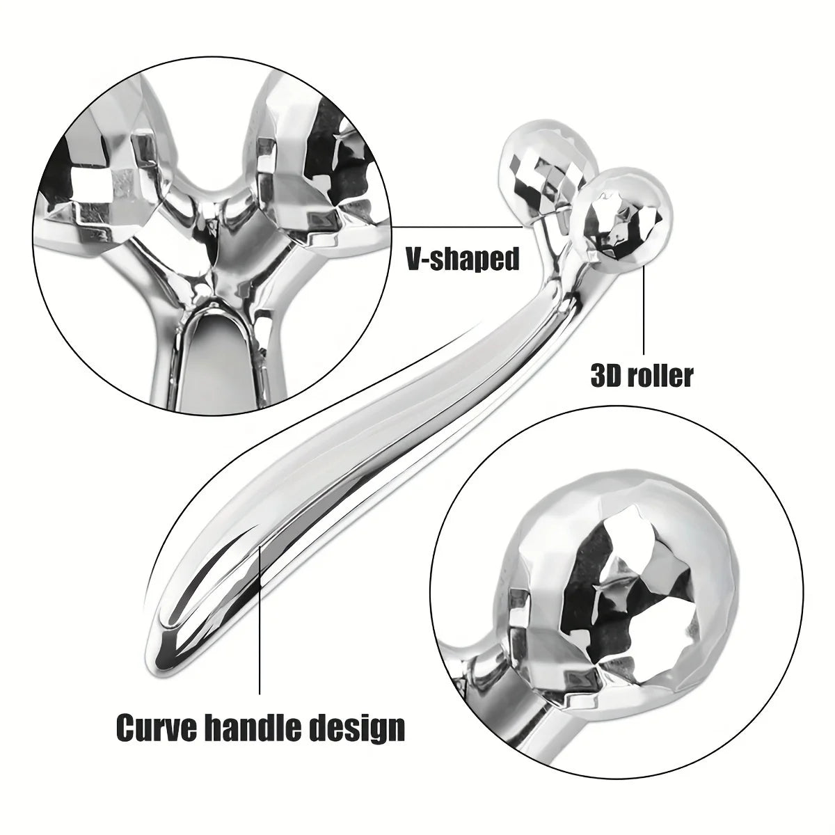 6-Piece Stainless Steel Facial Care Tool Set – Ice Roller, Gua Sha Scraper & Storage Bag