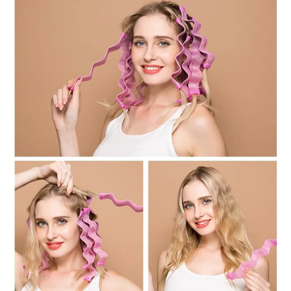 12-Pack Heatless Hair Curlers – Soft Bendy Roller Rods for Waves & Curls, No Heat Styling Tools