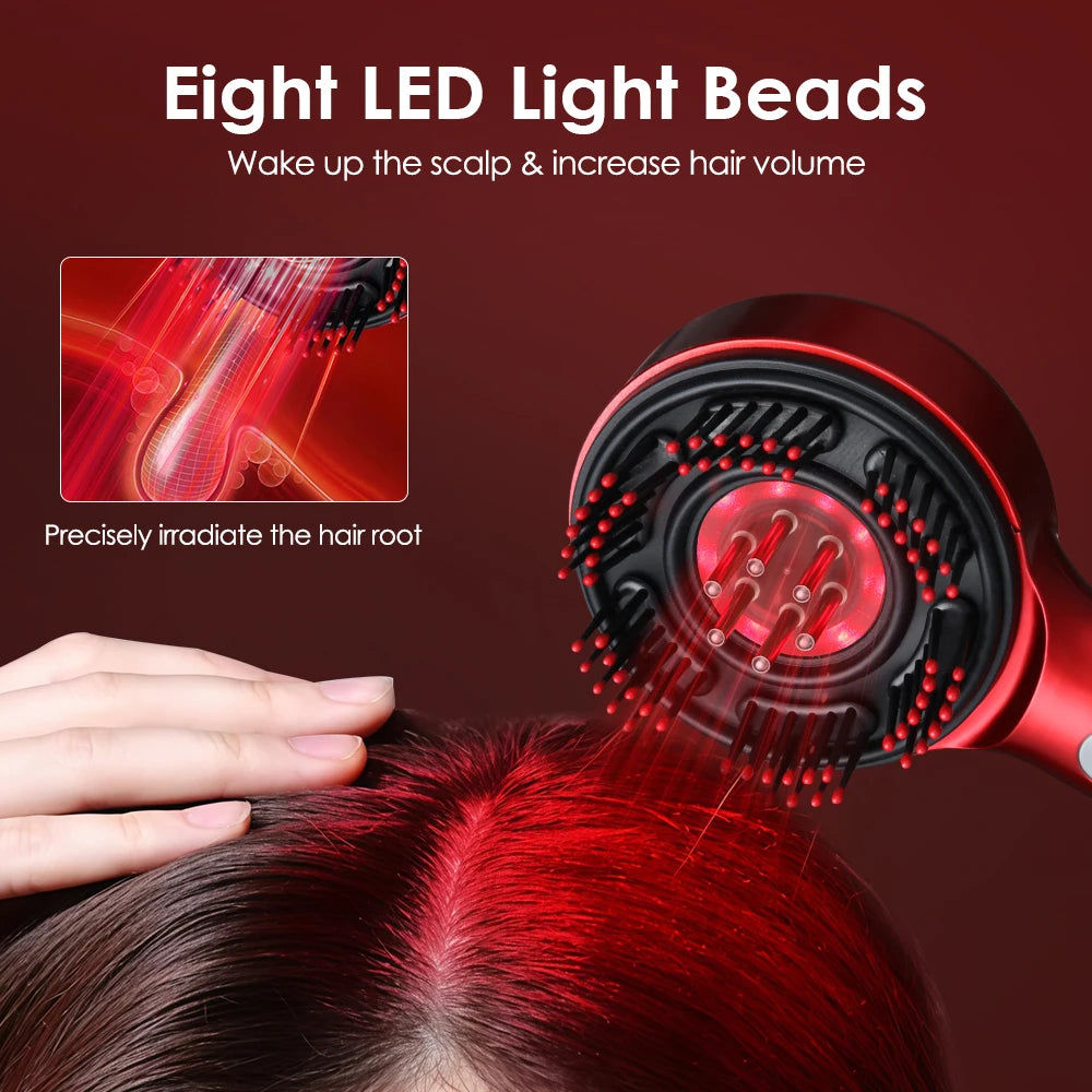 Electric Microcurrent Massage Comb – 660nm Red Light Hair Growth & Scalp Massager for Hair Care, Relaxation & Blood Circulation