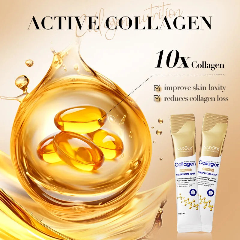 30pcs SADOER Collagen Sleeping Face Masks – Moisturizing, Brightening, Firming & Hydrating Skincare