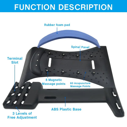 Adjustable Back Stretcher & Lumbar Support Device – Multi-Level Spine Board for Lower & Upper Back Pain Relief, Stretching & Massage