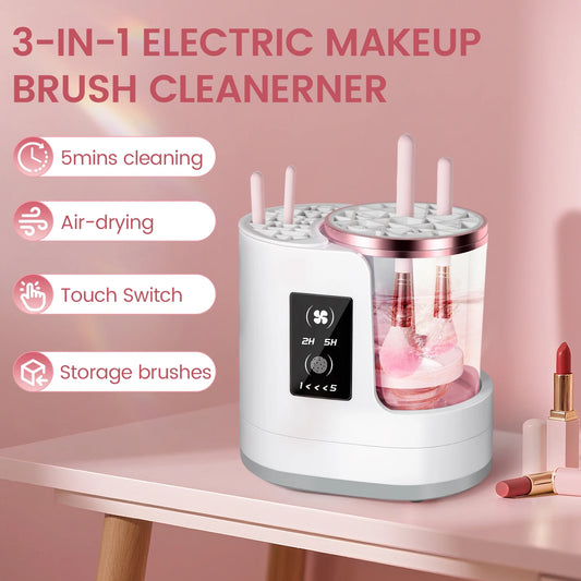 Makeup Brush Cleaner & Dryer – 3-in-1 Automatic Cleaning, Drying & Storage System
