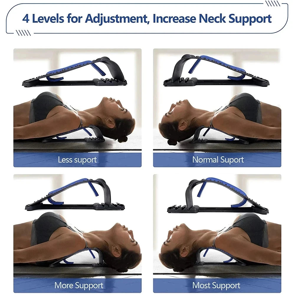 Adjustable Back Stretcher & Lumbar Support Device – Multi-Level Spine Board for Lower & Upper Back Pain Relief, Stretching & Massage
