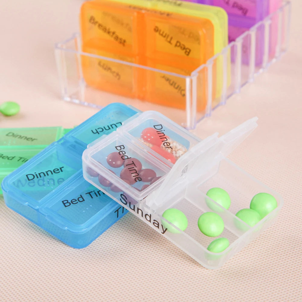 28-Compartment Medicine Box Organizer – Drawer-Style Pill Storage Case, Plastic Home Health Care Organizer