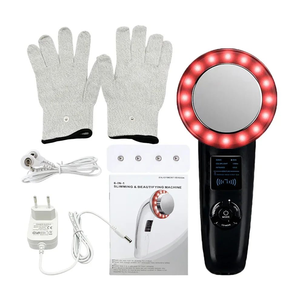 6-in-1 EMS Ultrasonic Body Slimming & Face Lifting Massager Machine – Infrared Therapy