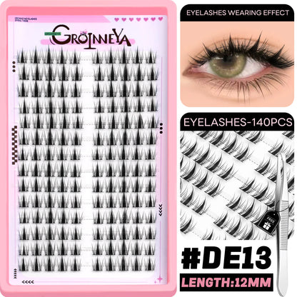 GROINNEYA DIY Lash Clusters – Natural & Manga Styles | Soft Lightweight Synthetic Lashes | Customizable False Eyelash Extensions Kit