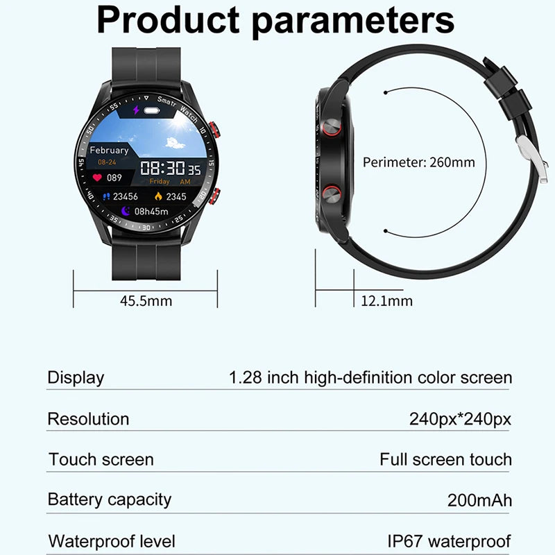 Men’s Bluetooth Smart Watch | Fitness & Activity Tracker | Call & Message Alerts | Waterproof Sports Smartwatch with Box