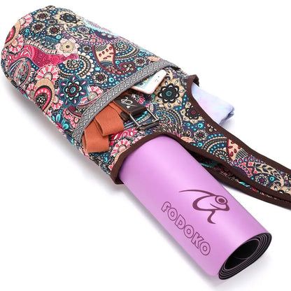 Large Yoga Mat Bag Women Gym Tote – Canvas Fitness Shoulder Bag with Zipper Pockets, Travel Sports Carry Bag (No Mat)