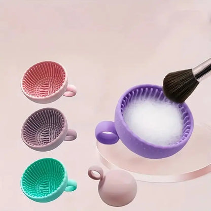 Silicone Makeup Brush Cleaner Bowl – Quick Clean Scrubber Pad, Non-Slip Deep Cleaning Tool for Cosmetic Brushes