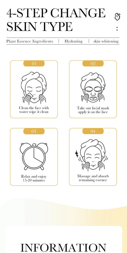 10-30 Pcs SADOER 24K Gold Vitamin C & Hyaluronic Acid Facial Masks – Moisturizing, Firming & Hydrating Skincare Treatment
