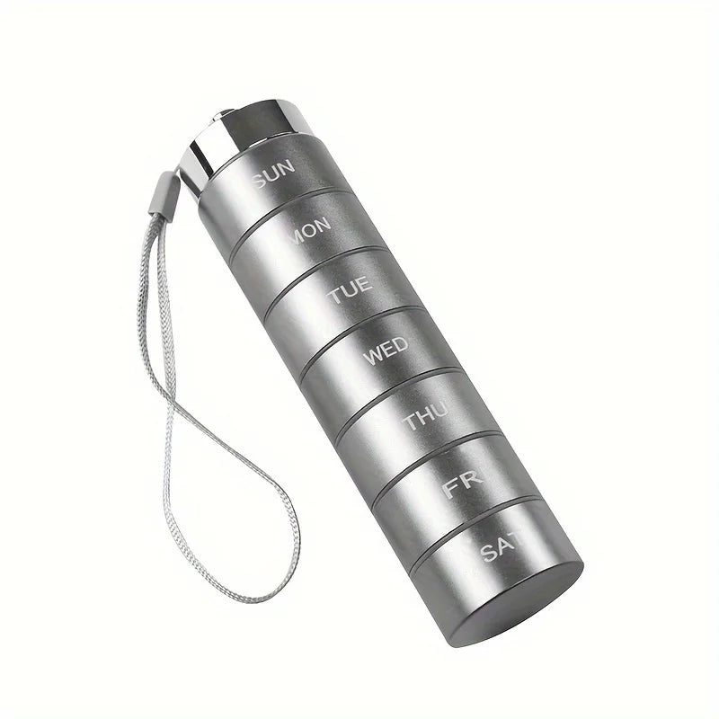 7pcs Metal Pill Organizer Set – Stackable Waterproof Travel Pill Box | Large Aluminum Alloy Portable Pill Case