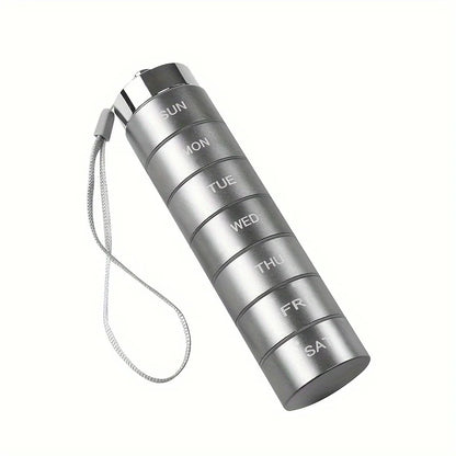 7pcs Metal Pill Organizer Set – Stackable Waterproof Travel Pill Box | Large Aluminum Alloy Portable Pill Case