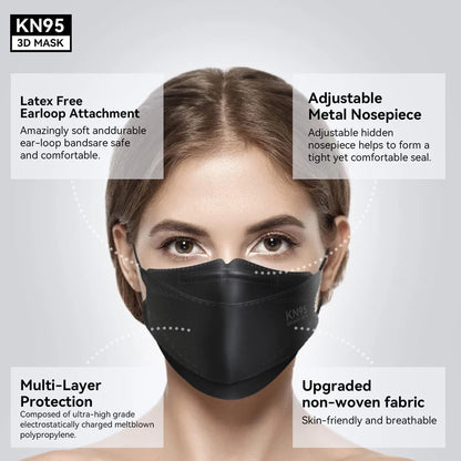 GTT KN95 Fish-Style Face Masks 50/100/200 PCS 4-Layer Disposable Breathable Protective Masks Adult