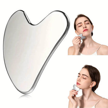 6-Piece Stainless Steel Facial Care Tool Set – Ice Roller, Gua Sha Scraper & Storage Bag