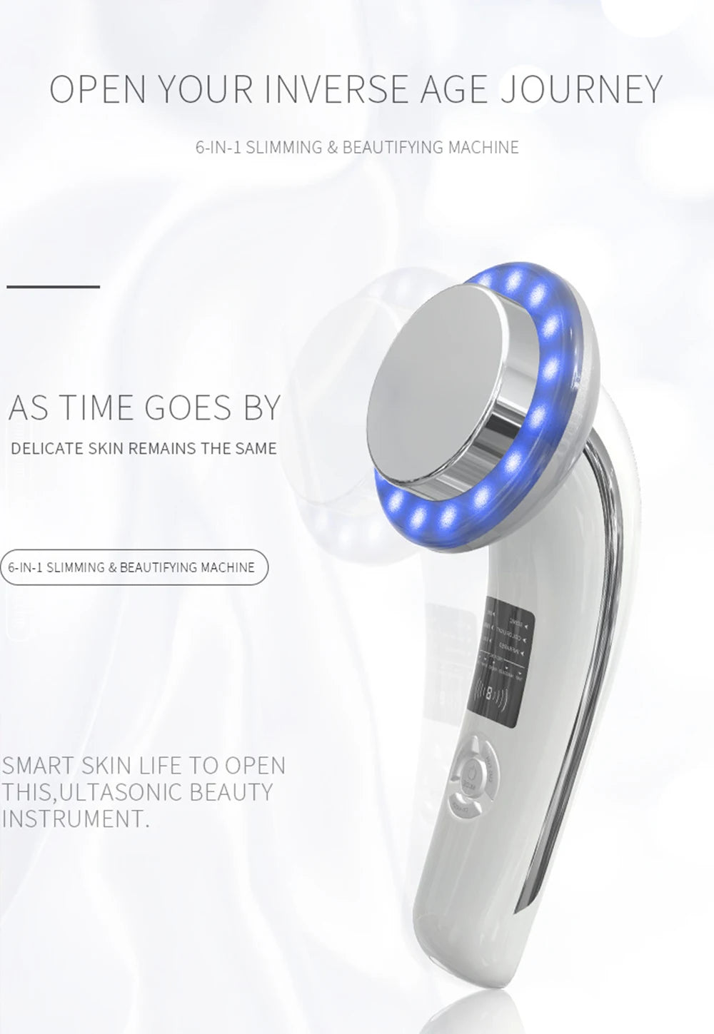 6-in-1 EMS Ultrasonic Body Slimming & Face Lifting Massager Machine – Infrared Therapy