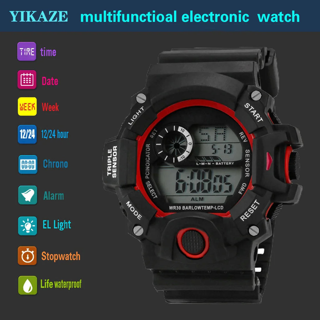 MAYZHISU Men’s Digital Sports Watch | Large Dial | Alarm, Stopwatch & Backlight | 3ATM Water Resistant | Military Style Wristwatch